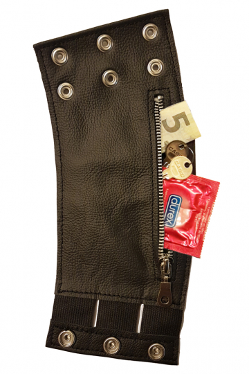 Leder Armband mit Zip 01-3H schwarz