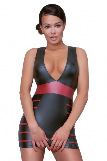 Figurbetonendes Kleid im Mattlook schwarz/rot