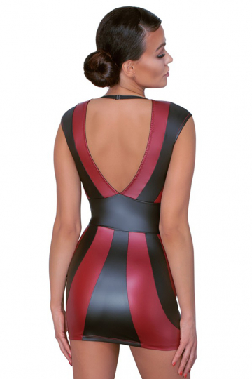 Tailliertes Kleid im 2-farbigen Mattlook schwarz/rot