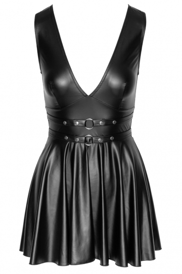 Tailliertes Kleid im Mattlook schwarz