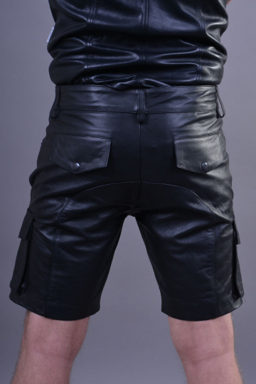 Leder-Cargo-Shorts schwarz