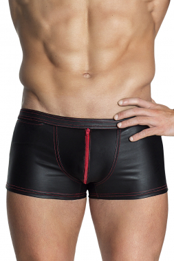 H028 Extravagante Shorts mit rotem Zipper schwarz/rot