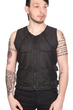 Black Pistol Chain Vest Denim schwarz