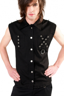 Black Pistol Punk Vest Denim schwarz