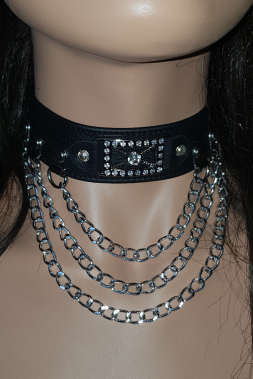 Leder Halsband 01 schwarz