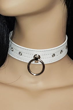 Leder Halsband 03 weiß