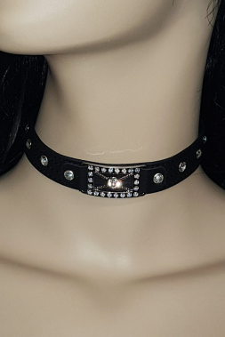 Leder Halsband 04 schwarz