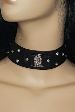 Leder Halsband 06 schwarz