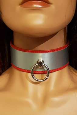 Leder Halsband 10 rot